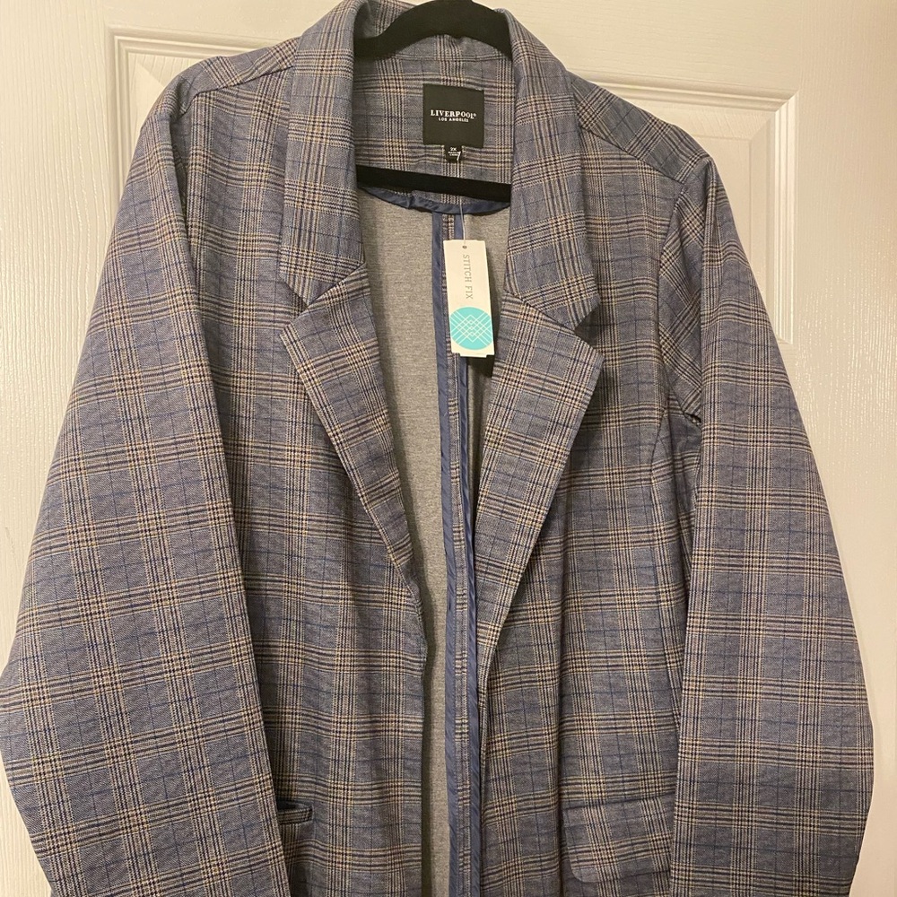 Liverpool Women’s Gray Plaid Lightweight Blazer/Jacket
